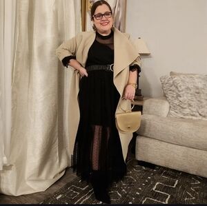 Boohoo Plus Taupe Beige Drape Coat size 20